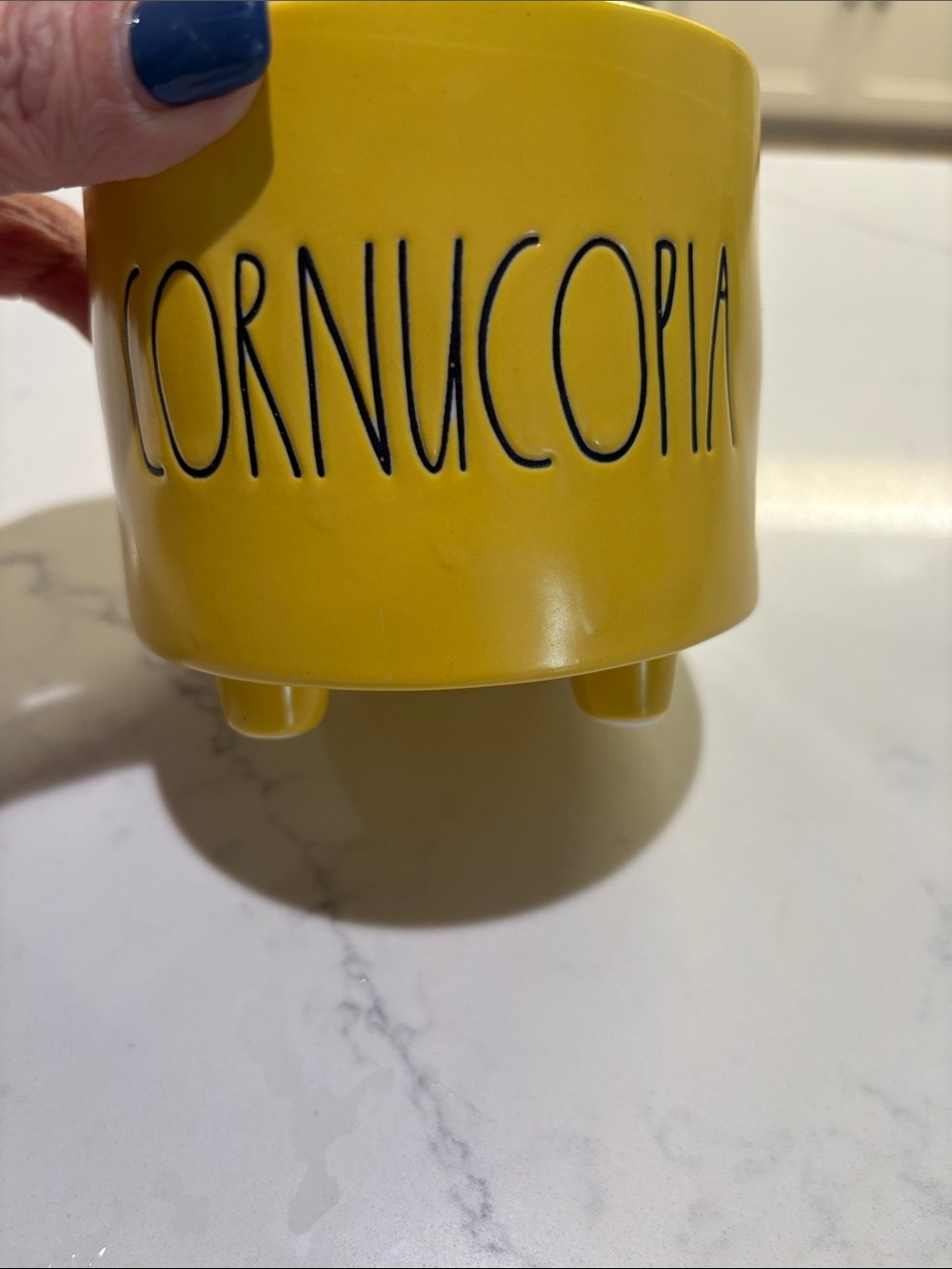 Rae Dunn Yellow Cornucopia Ceramic Planter. - Picture 2 of 5